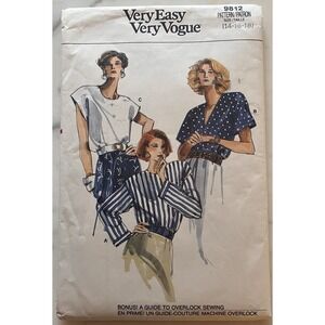 Very Easy Vogue 9812 Pattern Misses' Tops Size 14 16 18 Cut Vintage Business Pro